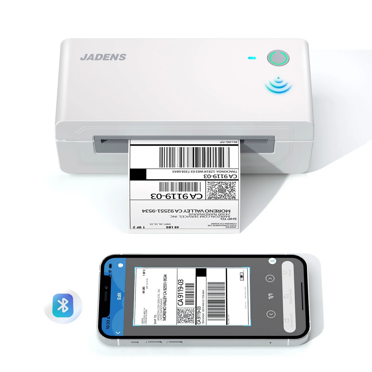 JADENS Bluetooth Wireless Thermal Shipping Label Printer 668BT