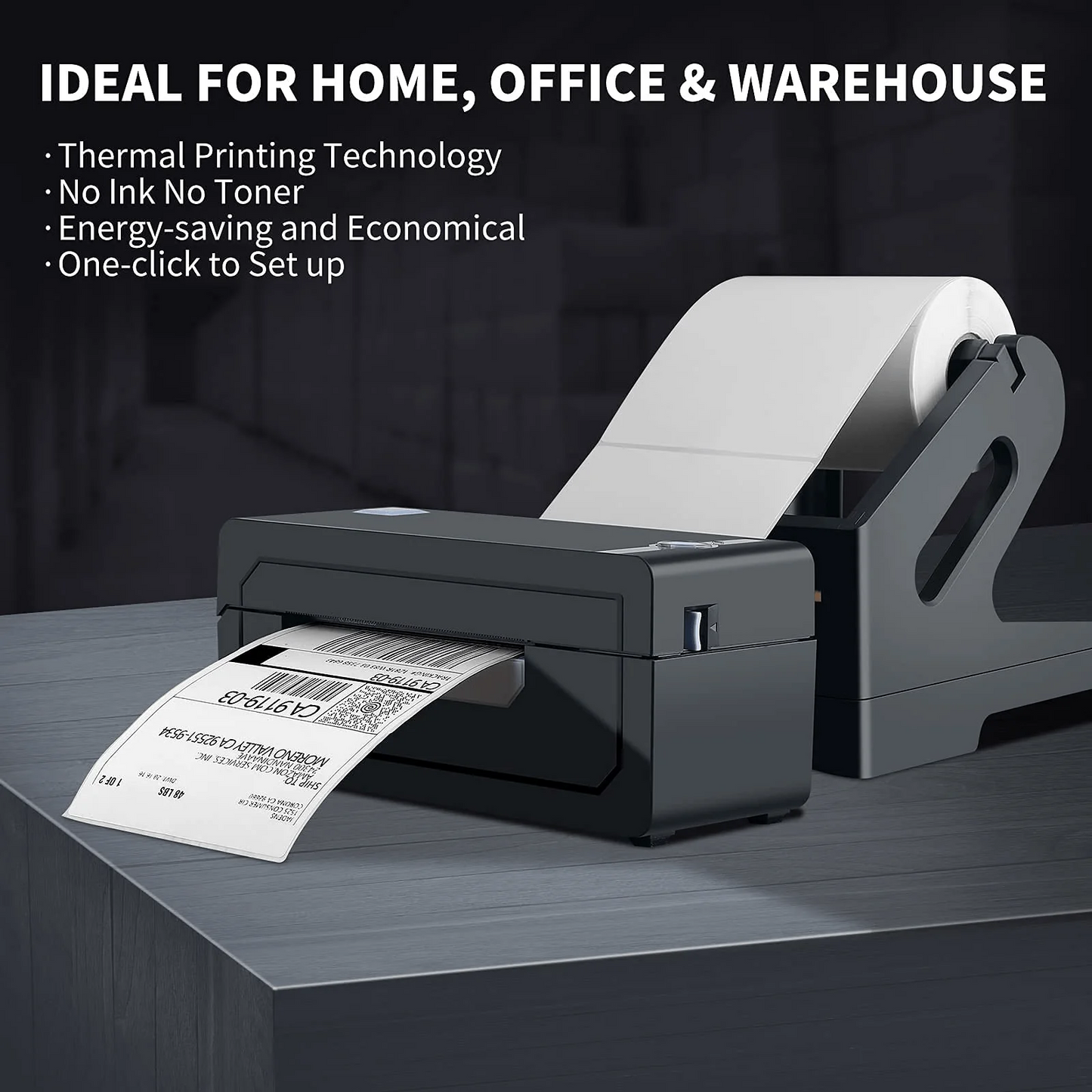 JADENS Bluetooth Thermal Shipping Label Printer 268BT Black