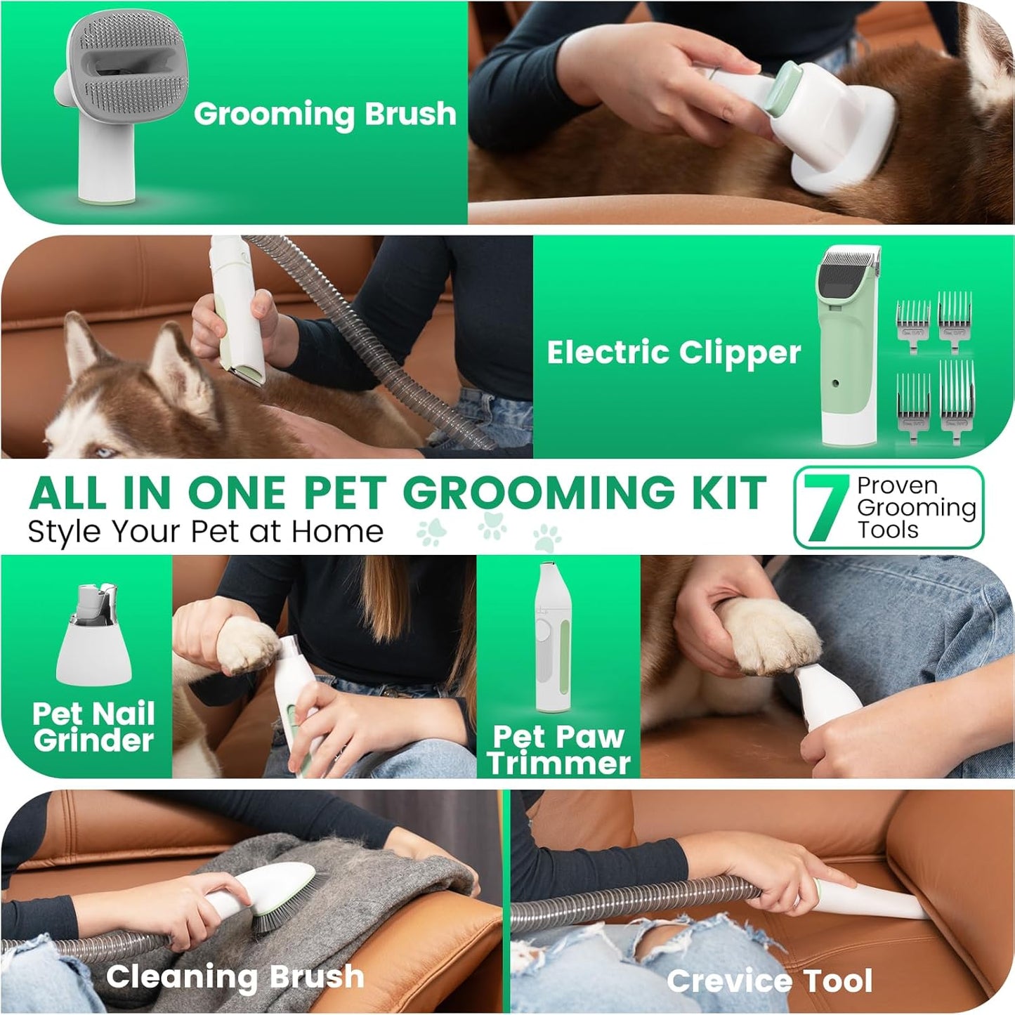 AIRROBO Dog & Cat Home Grooming Vacuum Kit PG50+