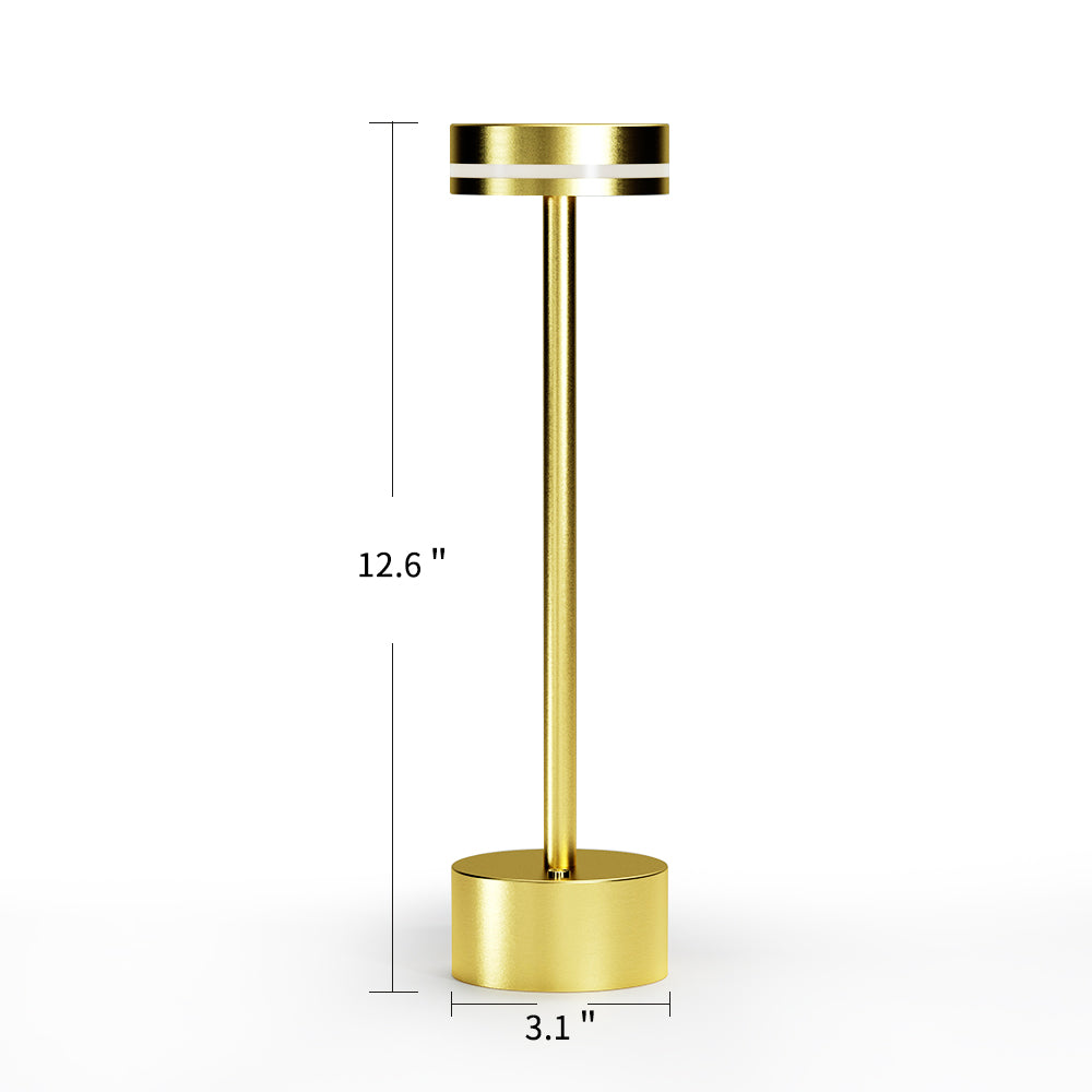 Luxurious gold wireless LED lamp offering portable and sophisticated ambient lighting
