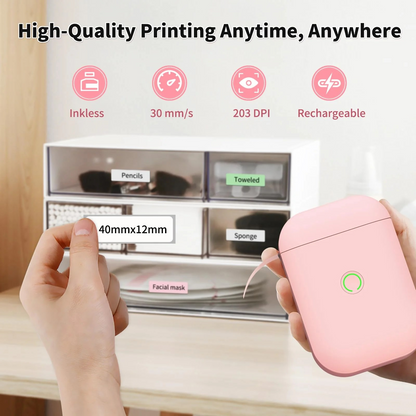 Lightweight bluetooth label printer with compact design for personal use