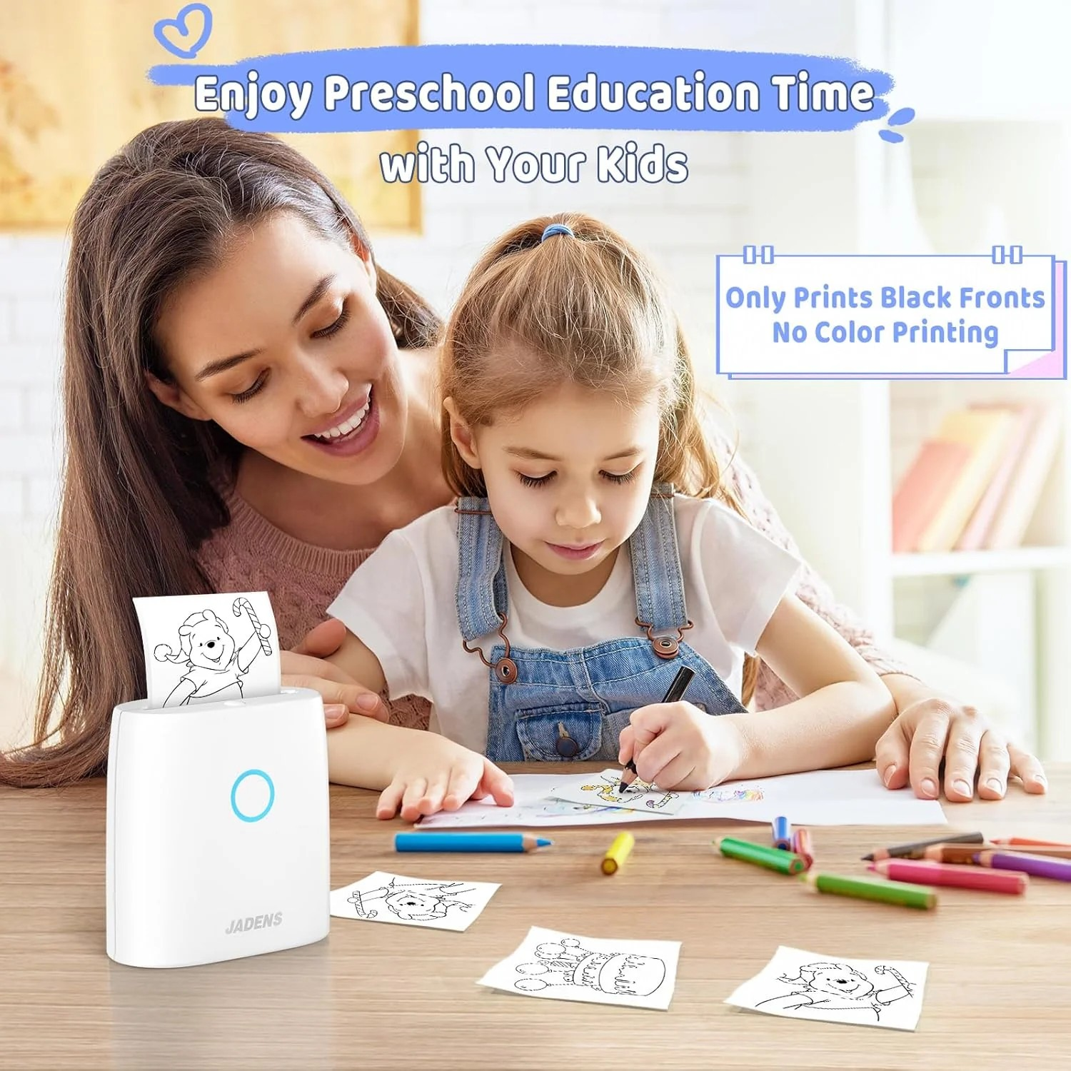 Portable 2-inch JADENS sticker printer with Bluetooth for quick and convenient personal and business labeling