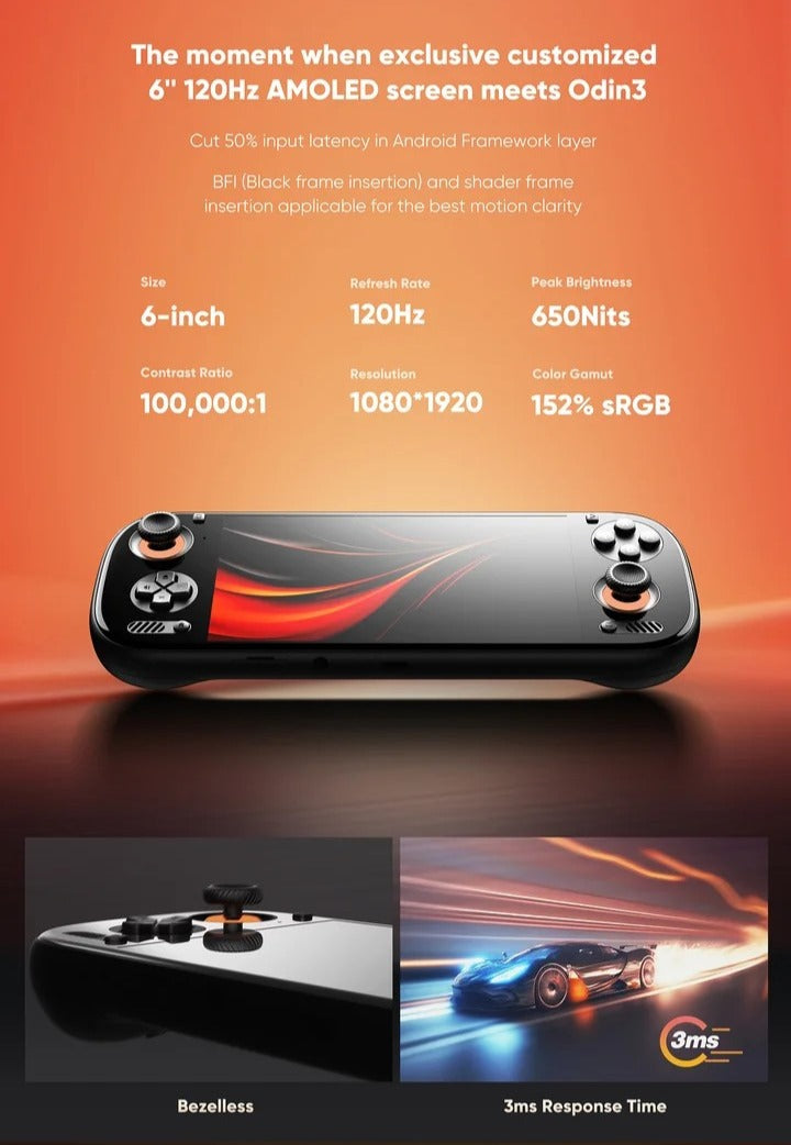 AYN Odin 3 Pro 6" OLED Touchscreen Android Handheld Gaming Console